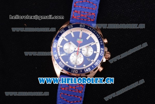 Tag Heuer Formula 1 Miyota Quartz Rose Gold Case with Stick Markers Blue Dial and Blue Nylon Strap - Click Image to Close